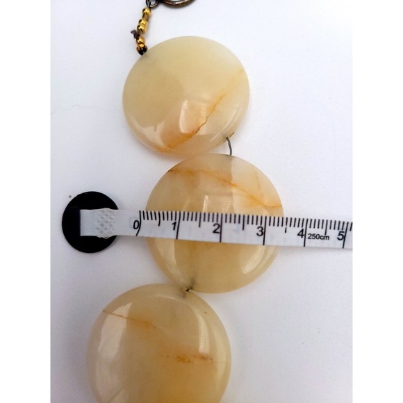 Polished Stone Statement Necklace Large Flat Round Beads Onyx? Unique Handmade - Picture 10 of 10